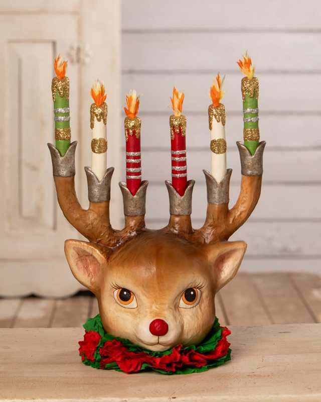 Retro Reindeer Candelabra Holiday Decor